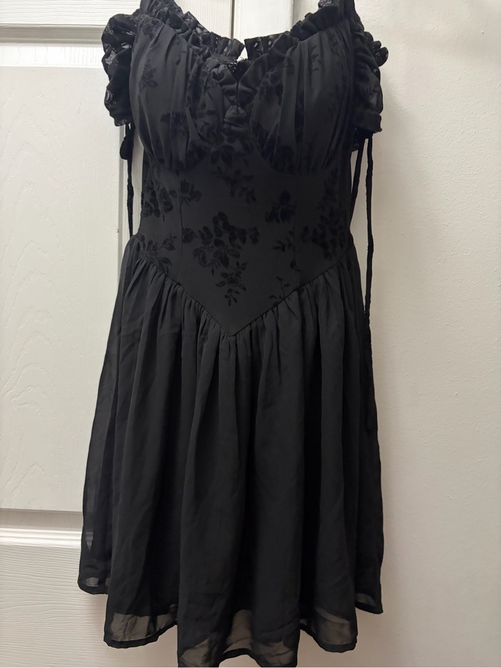 Windsor Black Floral-Texture Mini Dress